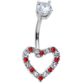 BodyCandy Clear Red Gem Hollow Heart Valentines Day Belly Ring — main product shot