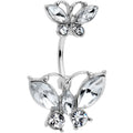 BodyCandy Clear Gem Double Butterfly Double Mount Belly Ring — main product shot