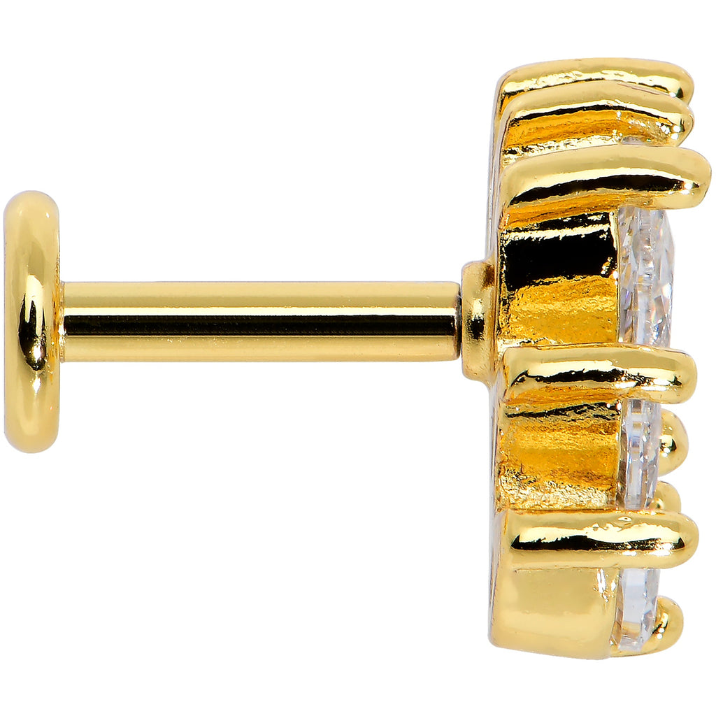 BodyCandy 16G 1/4 Clear CZ Gem Gold Tone Fan Internal Thread Labret Tragus — lifestyle context