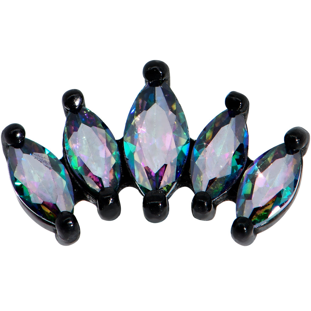 BodyCandy 16G 5/16 Clear CZ Gem Black Fan Internally Threaded Labret Tragus — detail close-up