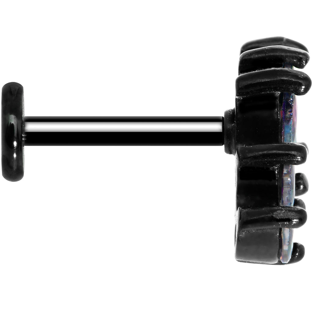 BodyCandy 16G 5/16 Clear CZ Gem Black Fan Internally Threaded Labret Tragus — lifestyle context