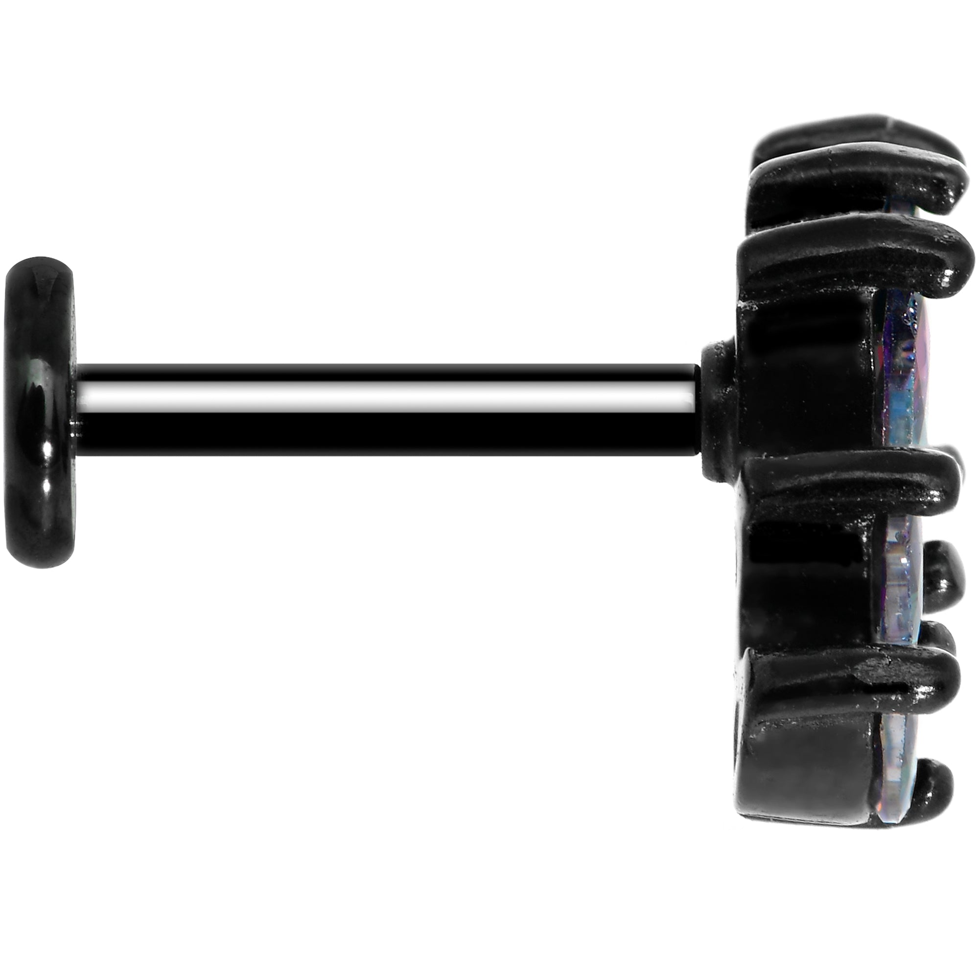 BodyCandy 16G 5/16 Clear CZ Gem Black Fan Internally Threaded Labret Tragus — lifestyle context