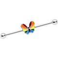 BodyCandy 14G Pride Rainbow Stripes Butterfly Industrial Barbell 38mm — main product shot