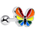 BodyCandy 16G 1/4 Pride Rainbow Stripes Butterfly Cartilage Tragus Earring — main product shot