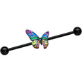 BodyCandy 14G Black Rainbow Pride Butterfly Industrial Barbell 38mm — main product shot