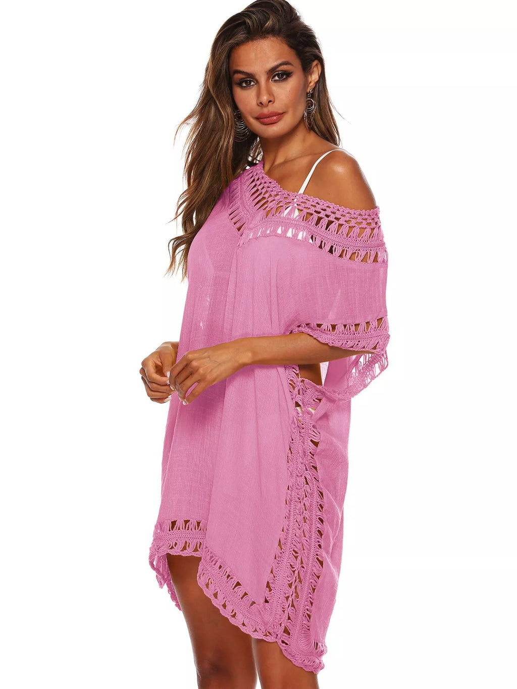 Crochet Trim V-Neck Cover-Up Dress