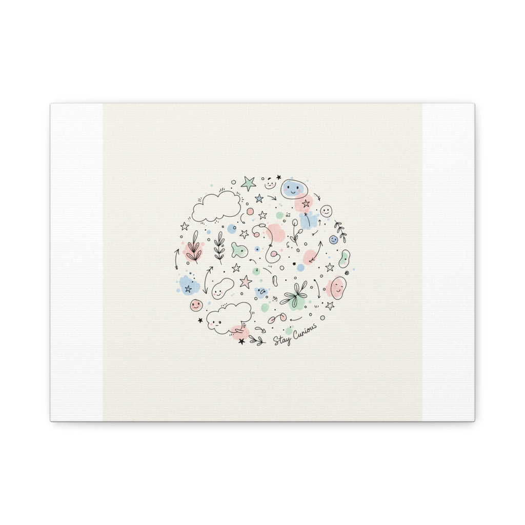 Doodle Circle Line Drawing Matte Canvas, Hand-Drawn Sketch Art