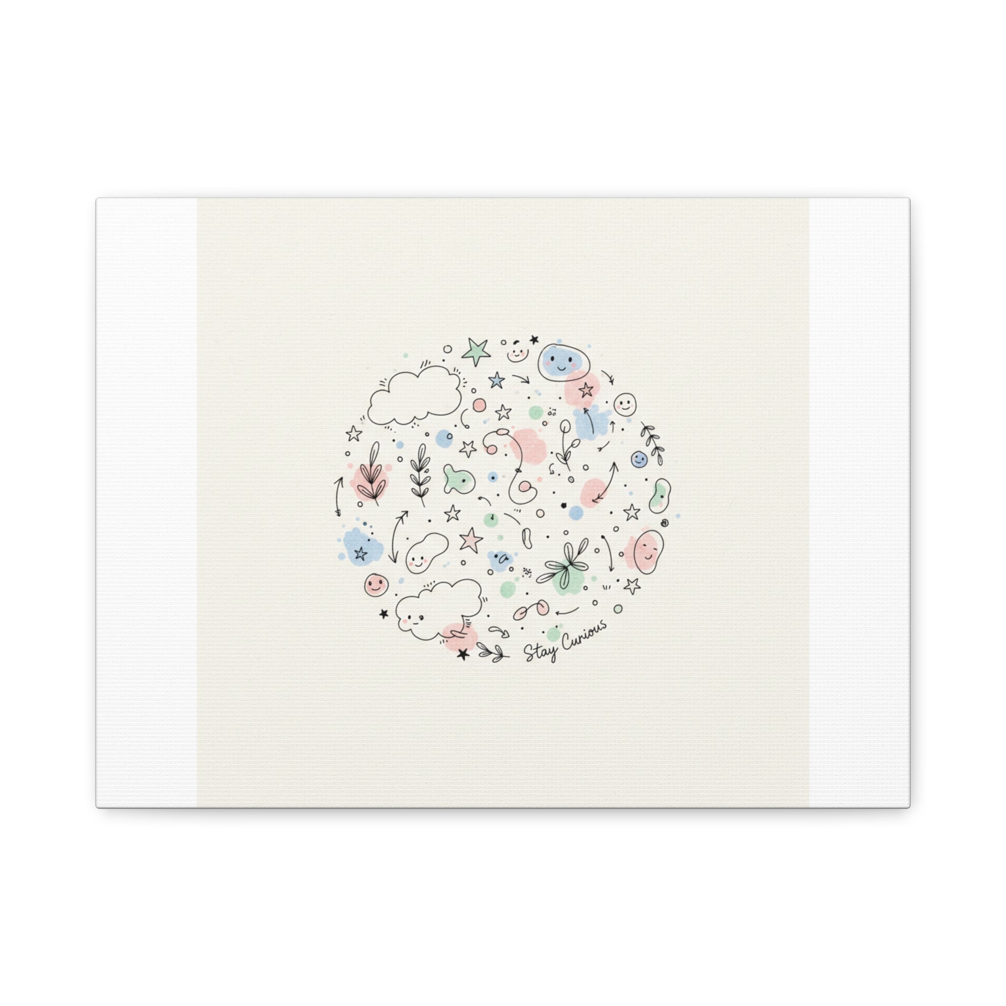 Doodle Circle Line Drawing Matte Canvas, Hand-Drawn Sketch Art