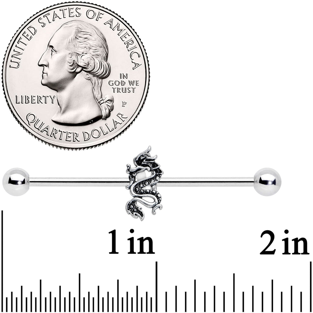 BodyCandy 14G Regal Medieval Dragon Industrial Barbell 38mm — detail close-up