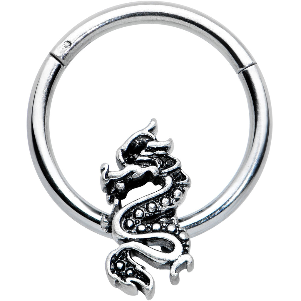 BodyCandy 16G 3/8 Regal Medieval Dragon Hinged Segment Ring — main product shot