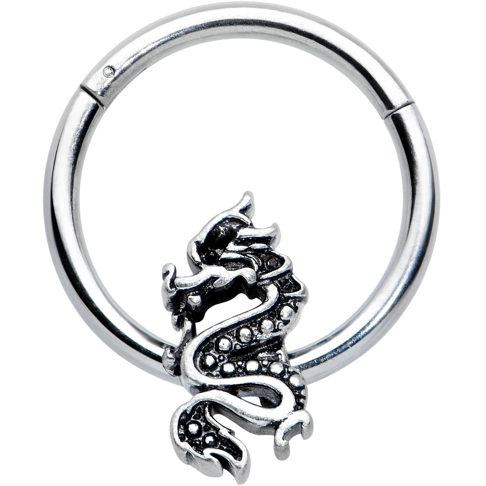 BodyCandy 16G 3/8 Regal Medieval Dragon Hinged Segment Ring — main product shot
