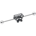 BodyCandy 14G Black Gem Abstract Bow Industrial Barbell 38mm — main product shot