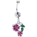 BodyCandy Clear Red Gem Flower in Flower Dangle Belly Ring — main product shot