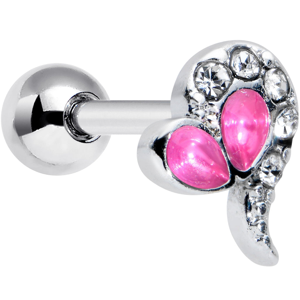 BodyCandy 16G 1/4 Clear Pink Gem Curve Heart Valentines Day Cartilage Tragus — main product shot