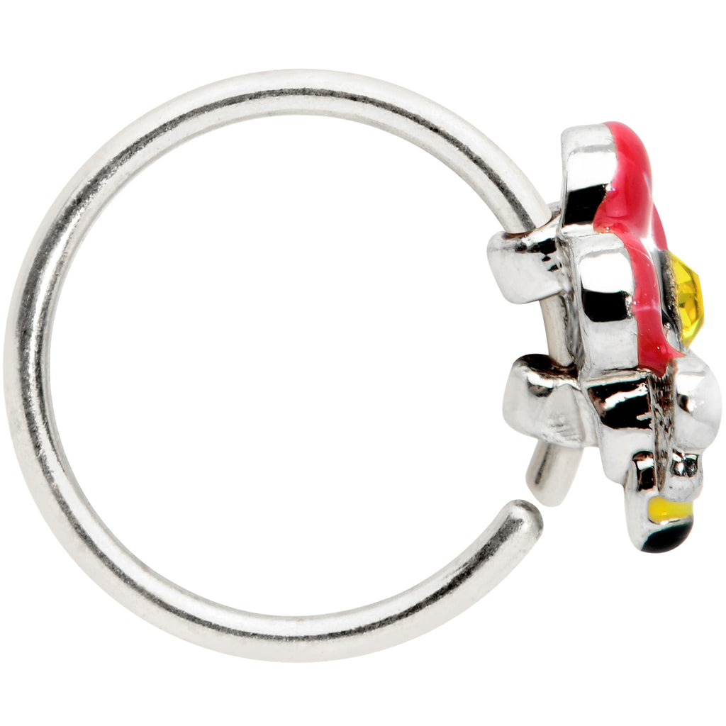 BodyCandy 20G 5/16 Yellow Gem Queen Bee Flower Nose Hoop — lifestyle context