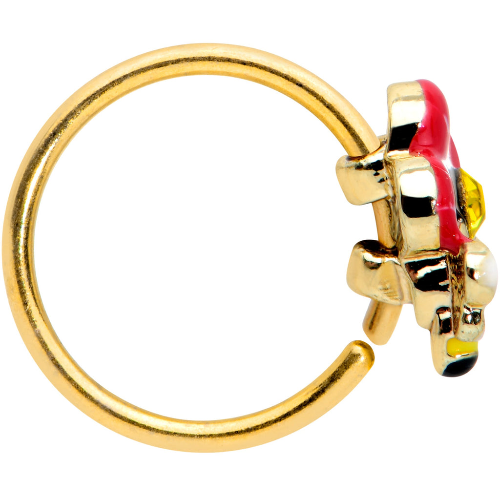 BodyCandy 20G 5/16 Yellow Gem Gold Tone Queen Bee Flower Nose Hoop — lifestyle context