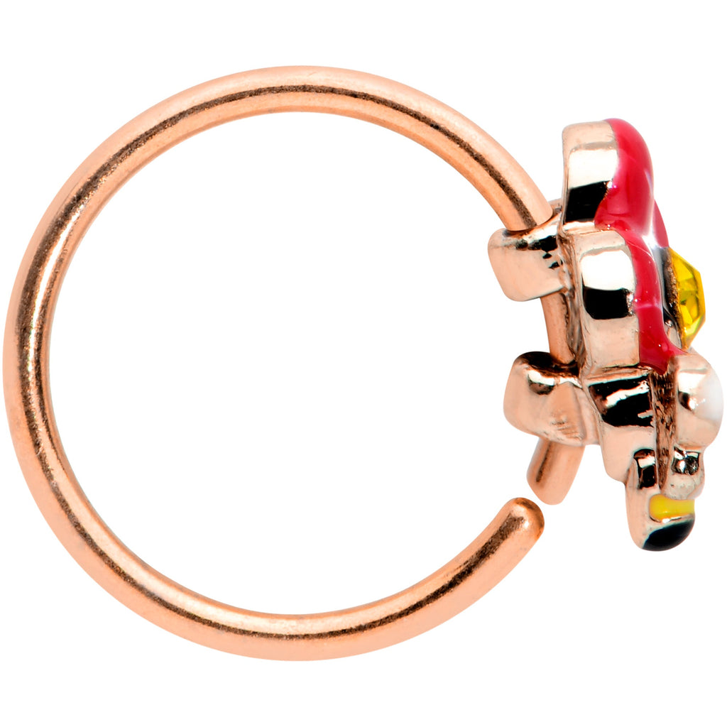 BodyCandy 20G 5/16 Yellow Gem Rose Gold Tone Queen Bee Flower Nose Hoop — lifestyle context