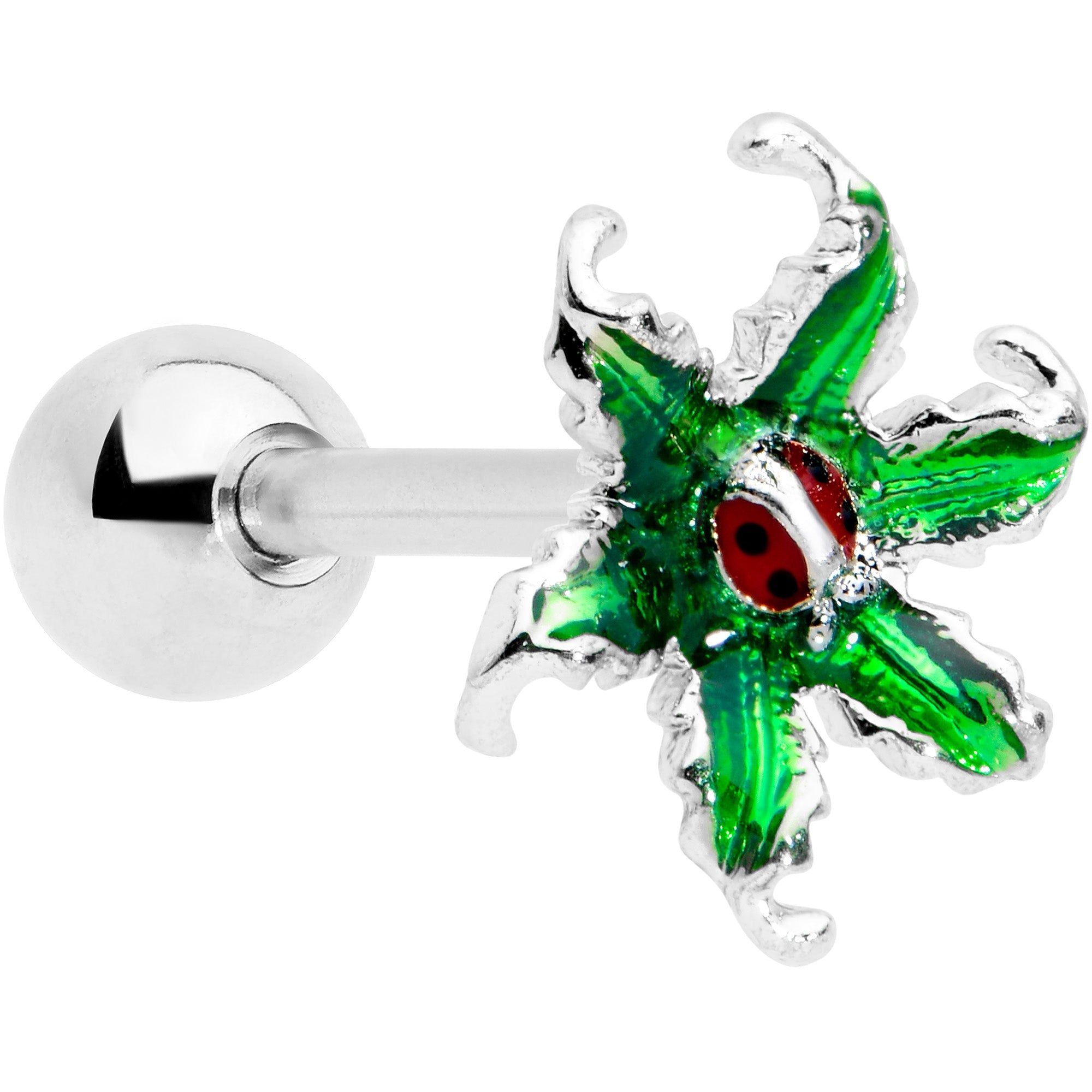 BodyCandy 16G 1/4 Tiny Ladybug Leaves Cartilage Tragus Earring — main product shot