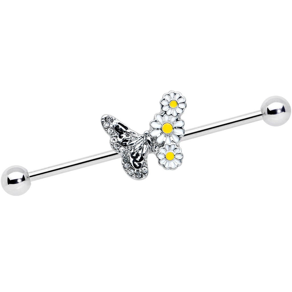 BodyCandy 14G Clear Gem Butterfly Daisy Flowers Industrial Barbell 38mm — main product shot