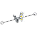 BodyCandy 14G Clear Gem Butterfly Daisy Flowers Industrial Barbell 38mm — main product shot