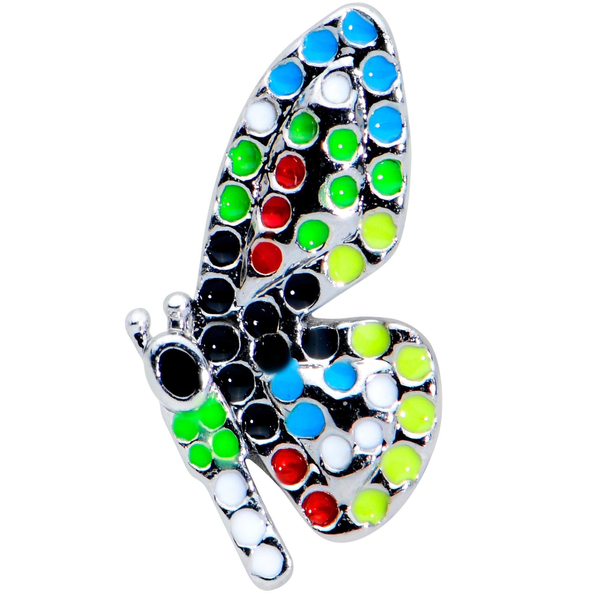 BodyCandy 16G 1/4 Mosaic Butterfly Cartilage Tragus Earring — detail close-up