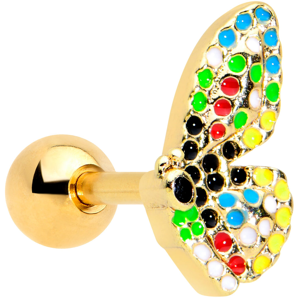 BodyCandy 16G 1/4 Gold Tone Mosaic Butterfly Cartilage Tragus Earring — main product shot
