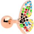 BodyCandy 16G 1/4 Rose Gold Tone Mosaic Butterfly Cartilage Tragus Earring — main product shot