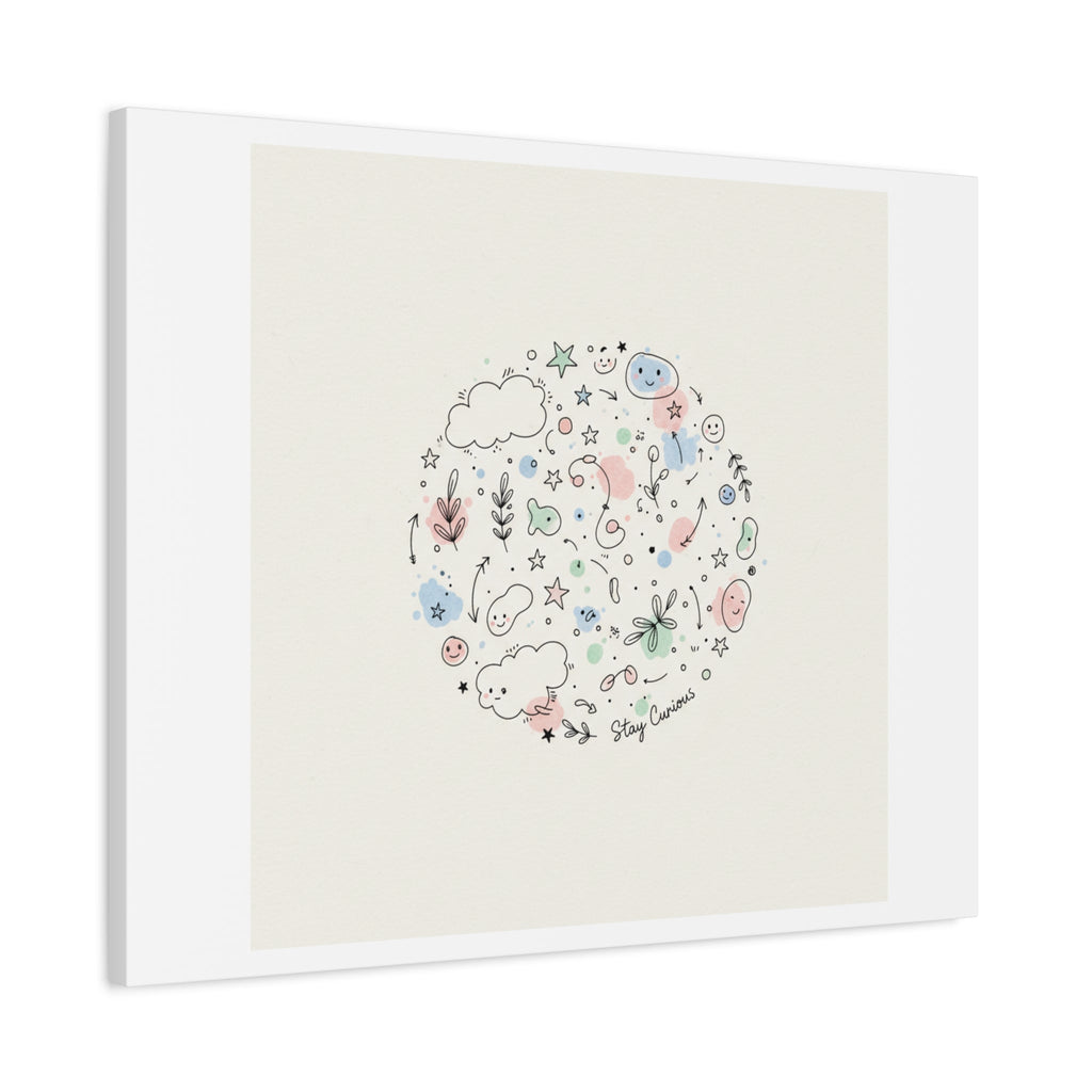 Doodle Circle Line Drawing Matte Canvas, Hand-Drawn Sketch Art