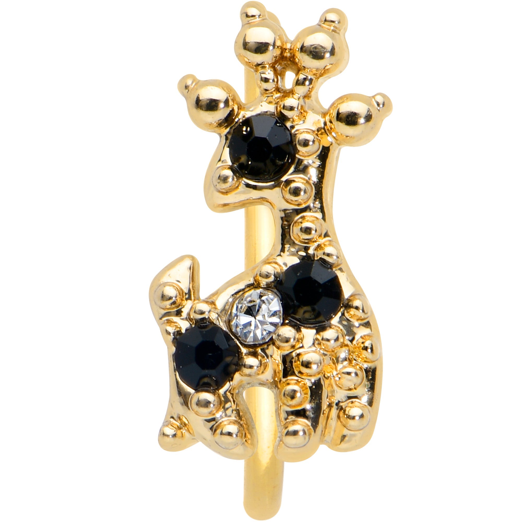 BodyCandy 20G 5/16 Black Gem Decadent Deer Nose Hoop — detail close-up