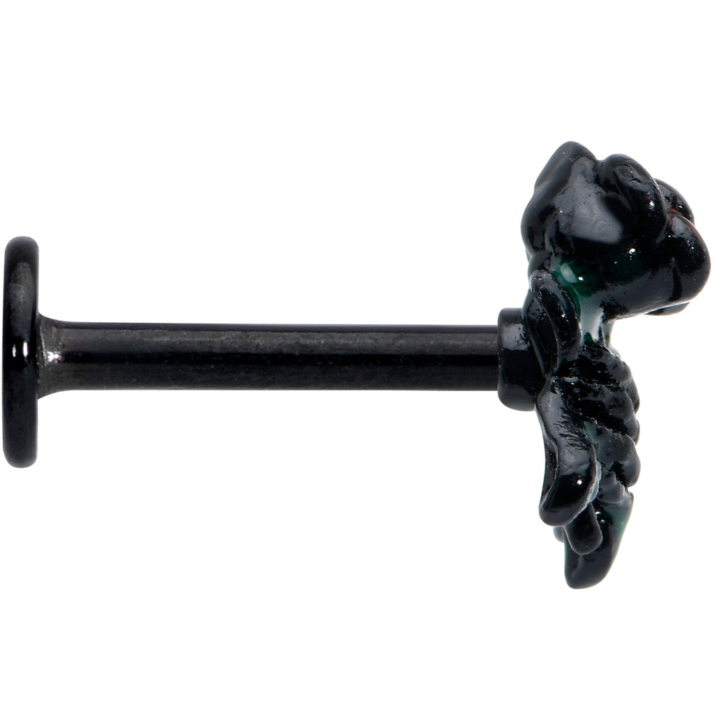 BodyCandy 16G 5/16 Black Skeleton Flower Halloween Labret Monroe Tragus — lifestyle context