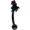 BodyCandy 16G 5/16 Black Skeleton Flower Halloween Curved Eyebrow Ring — main product shot