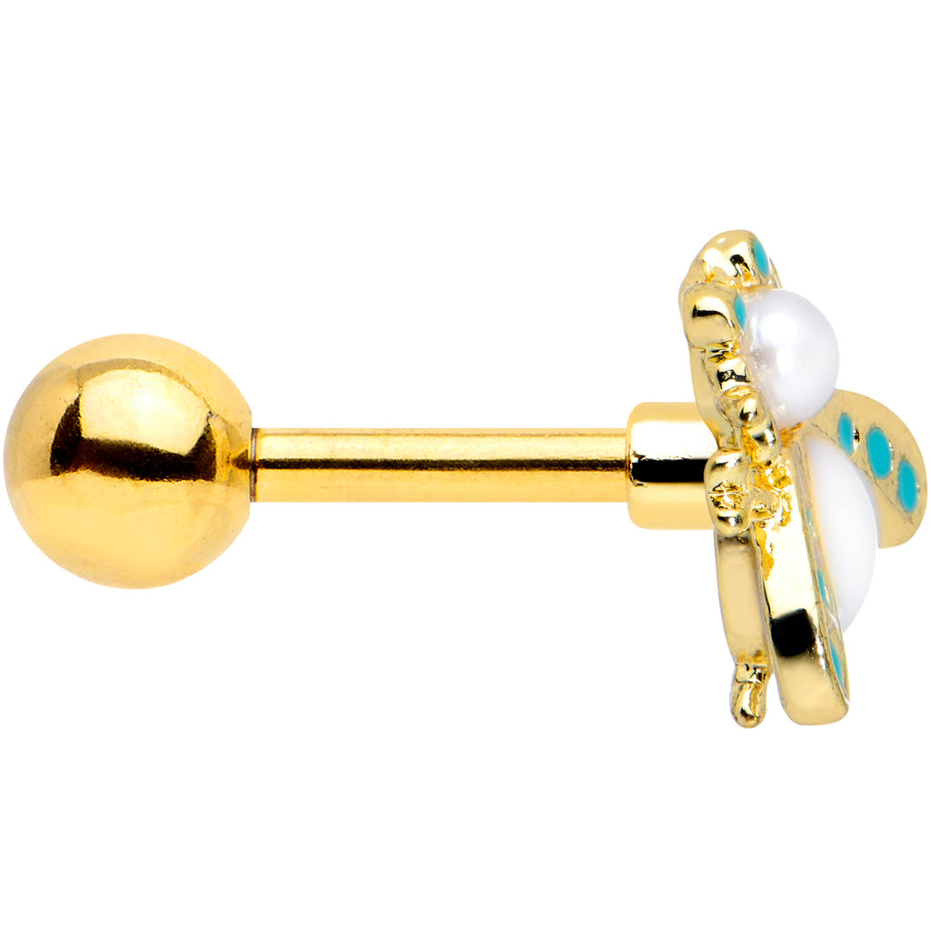 BodyCandy 16G 1/4 White Gem Gold Tone Snow Bug Cartilage Tragus Earring — lifestyle context