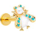 BodyCandy 16G 5/16 White Gem Gold Tone Snow Bug Labret Monroe Tragus — main product shot