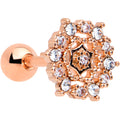 BodyCandy 16G 1/4 Clear CZ Gem Rose Gold Tone Geometric Web Tragus Earring — main product shot