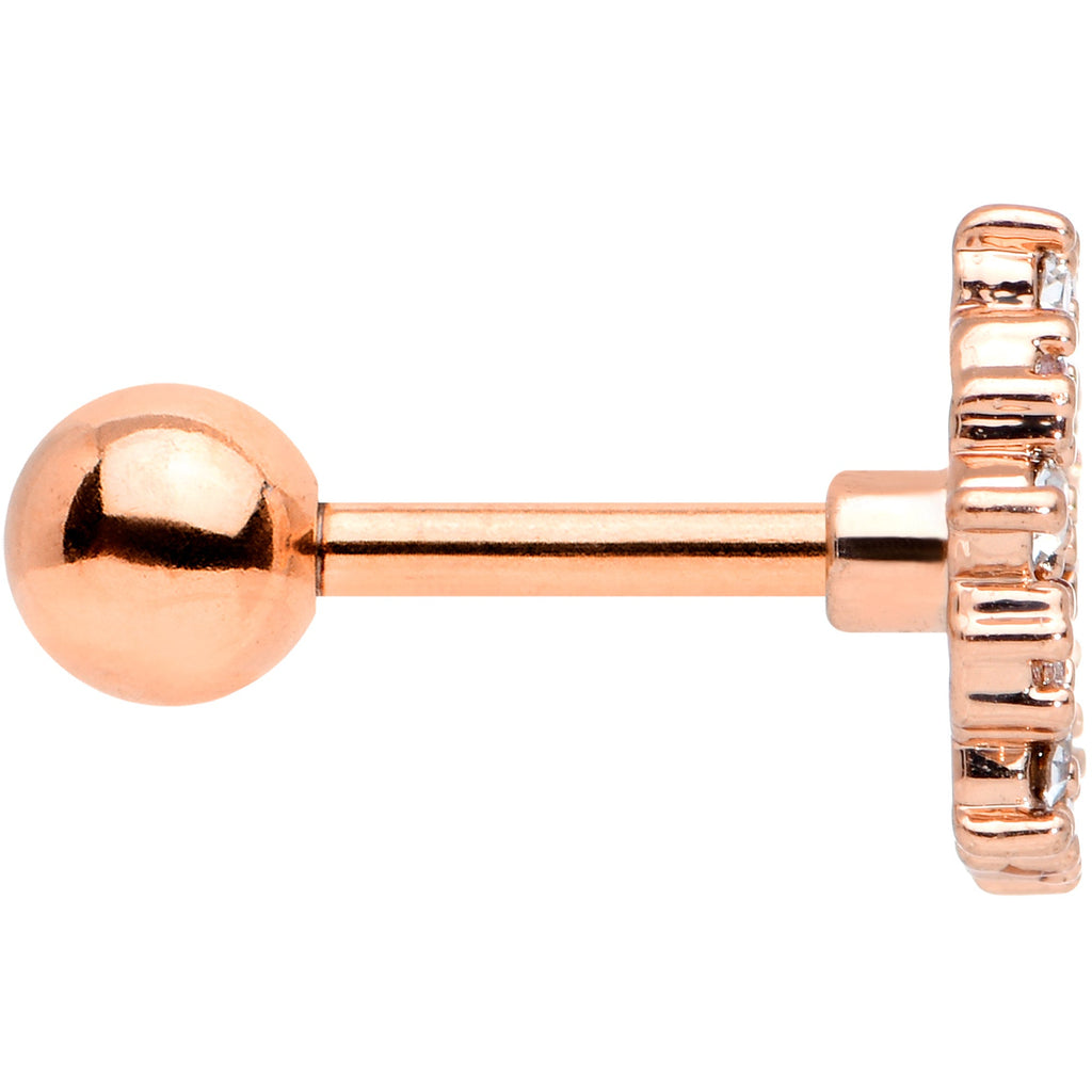 BodyCandy 16G 1/4 Clear CZ Gem Rose Gold Tone Geometric Web Tragus Earring — lifestyle context