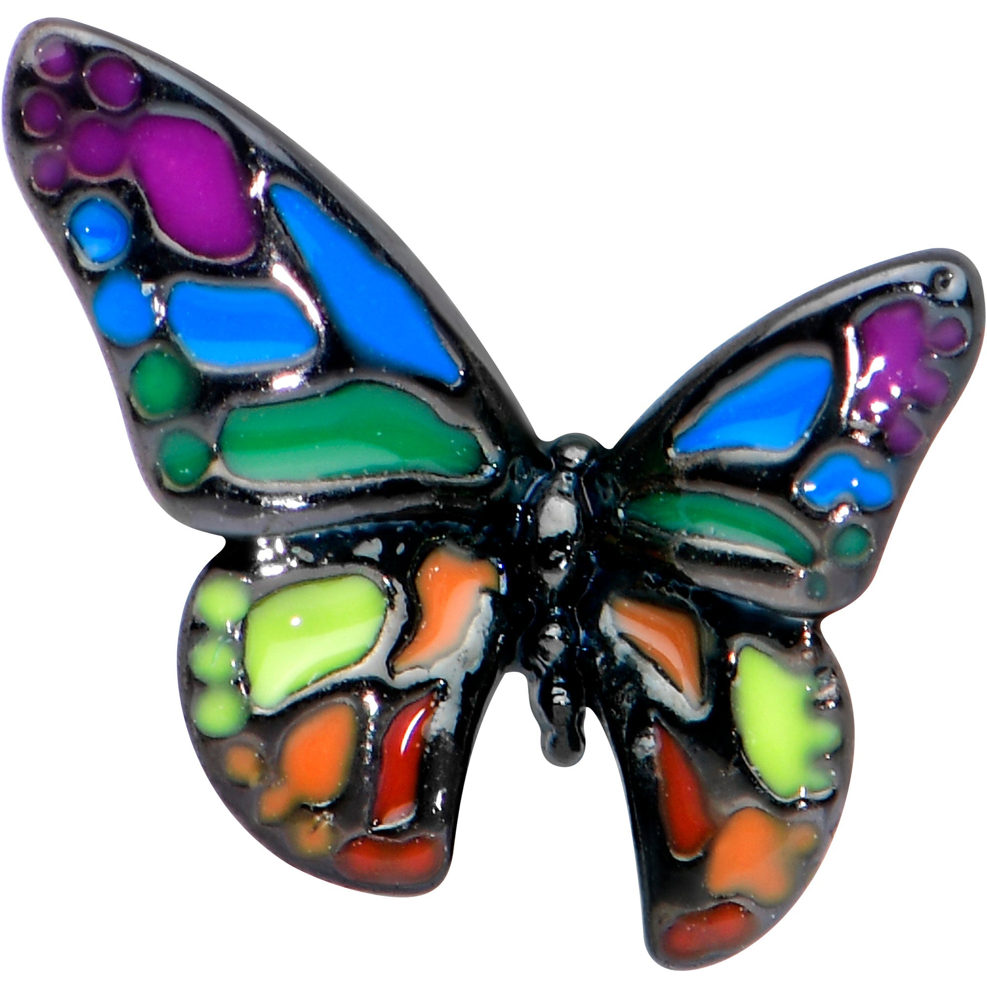 BodyCandy 20G 1/4 Pride Rainbow Butterfly Nose Bone — detail close-up