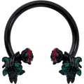 BodyCandy 16G 3/8 Black Skeleton Flower Halloween Horseshoe Circular Barbell — main product shot