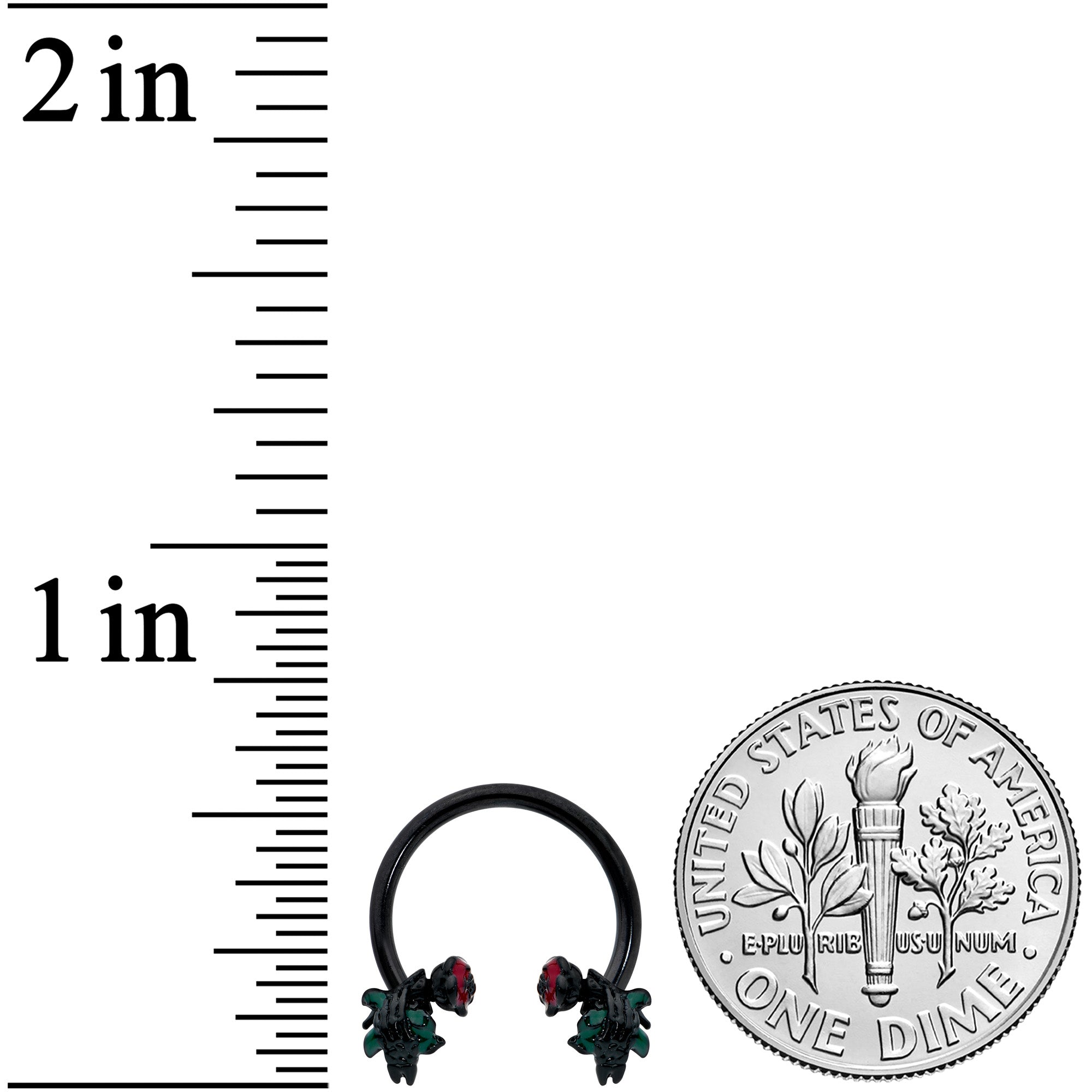 BodyCandy 16G 3/8 Black Skeleton Flower Halloween Horseshoe Circular Barbell — lifestyle context