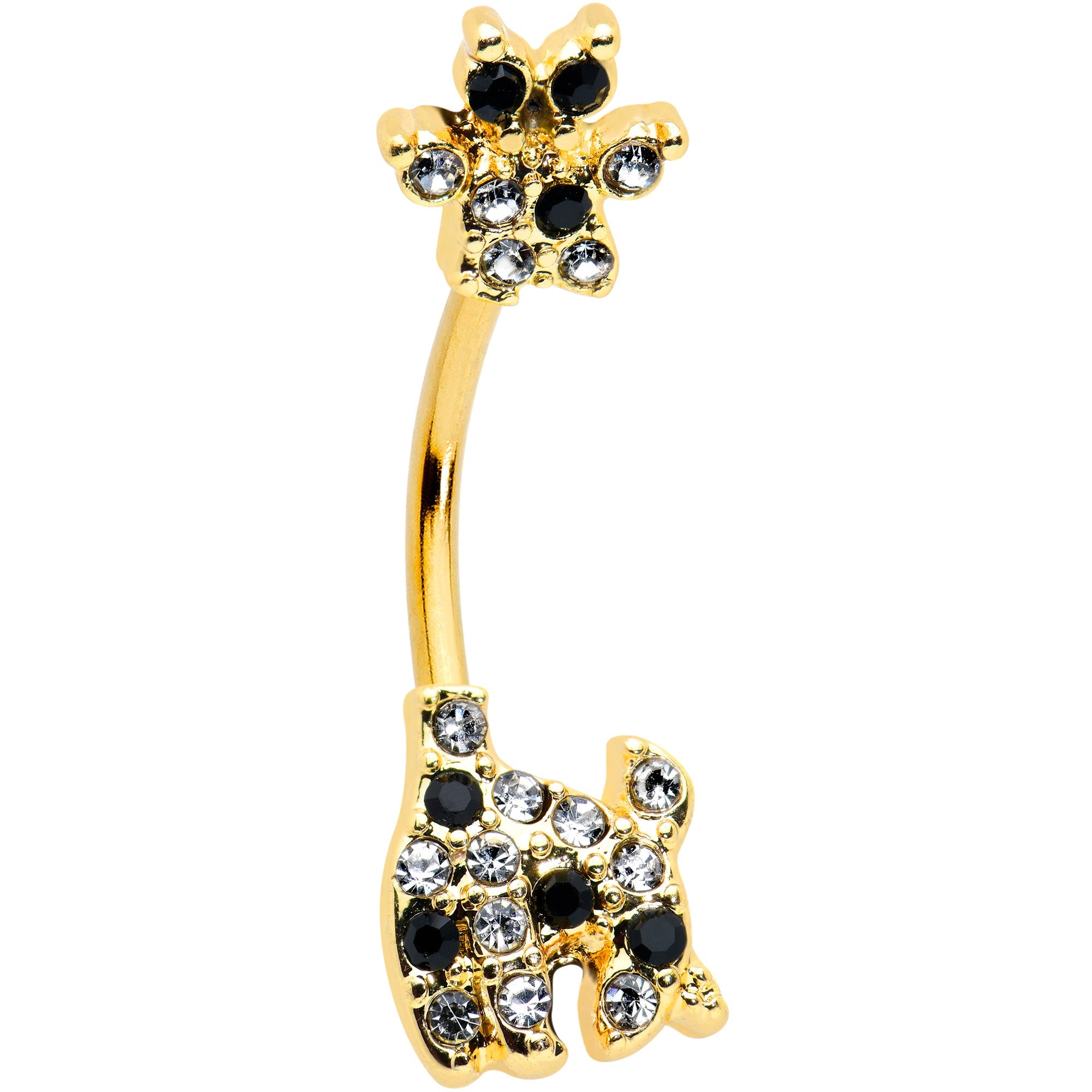 BodyCandy Clear Black Gem Gold Tone Decadent Deer Belly Ring — main product shot