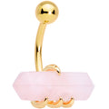 BodyCandy Pink Rose Quartz Stone Gold Tone Claw Belly Ring — main product shot