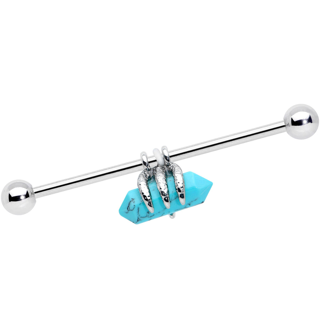 BodyCandy 14G Blue Turquoise Claw Industrial Barbell 38mm — main product shot