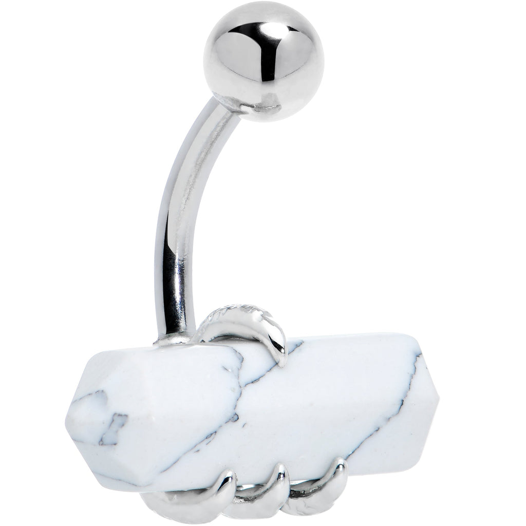BodyCandy White Howlite Stone Claw Belly Ring — main product shot