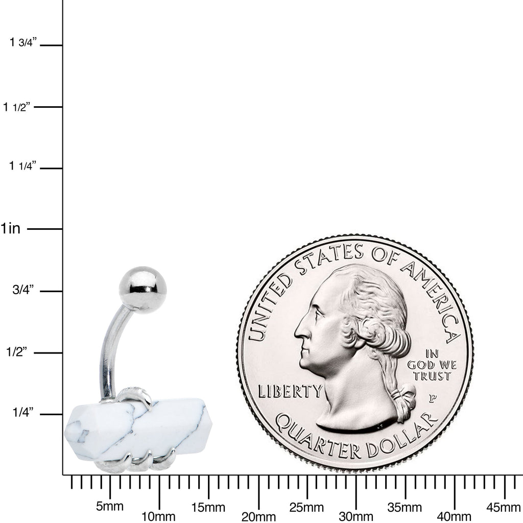 BodyCandy White Howlite Stone Claw Belly Ring — lifestyle context