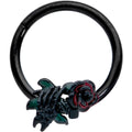 BodyCandy 16G 3/8 Black Skeleton Flower Halloween Hinged Circular Ring — main product shot