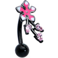 BodyCandy Pink Gem Black Fanciful Flower Top Mount Belly Ring — main product shot
