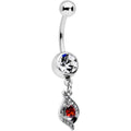 BodyCandy Clear Red Gem Swirling Oval Dangle Belly Ring — main product shot