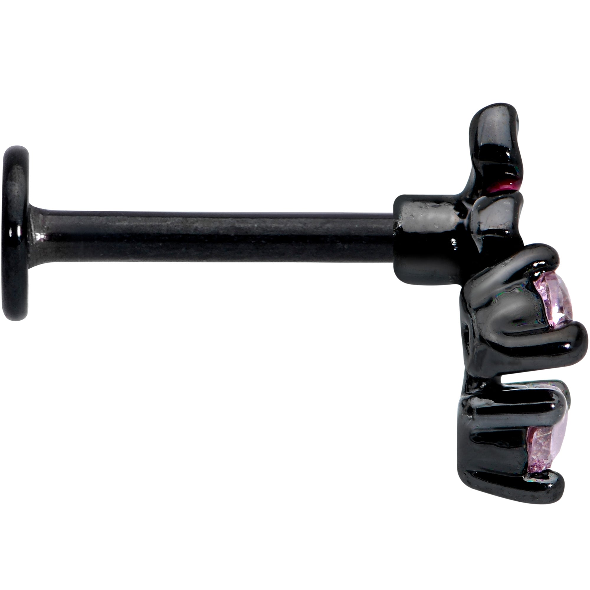 BodyCandy 16G 5/16 Pink Gem Black Fanciful Flower Labret Monroe Tragus — lifestyle context