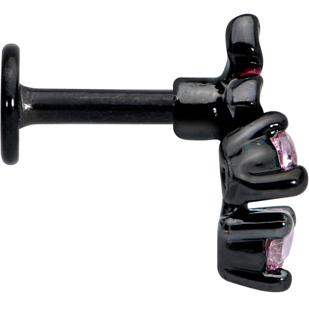 BodyCandy 16G 1/4 Pink Gem Black Fanciful Flower Labret Monroe Tragus — lifestyle context