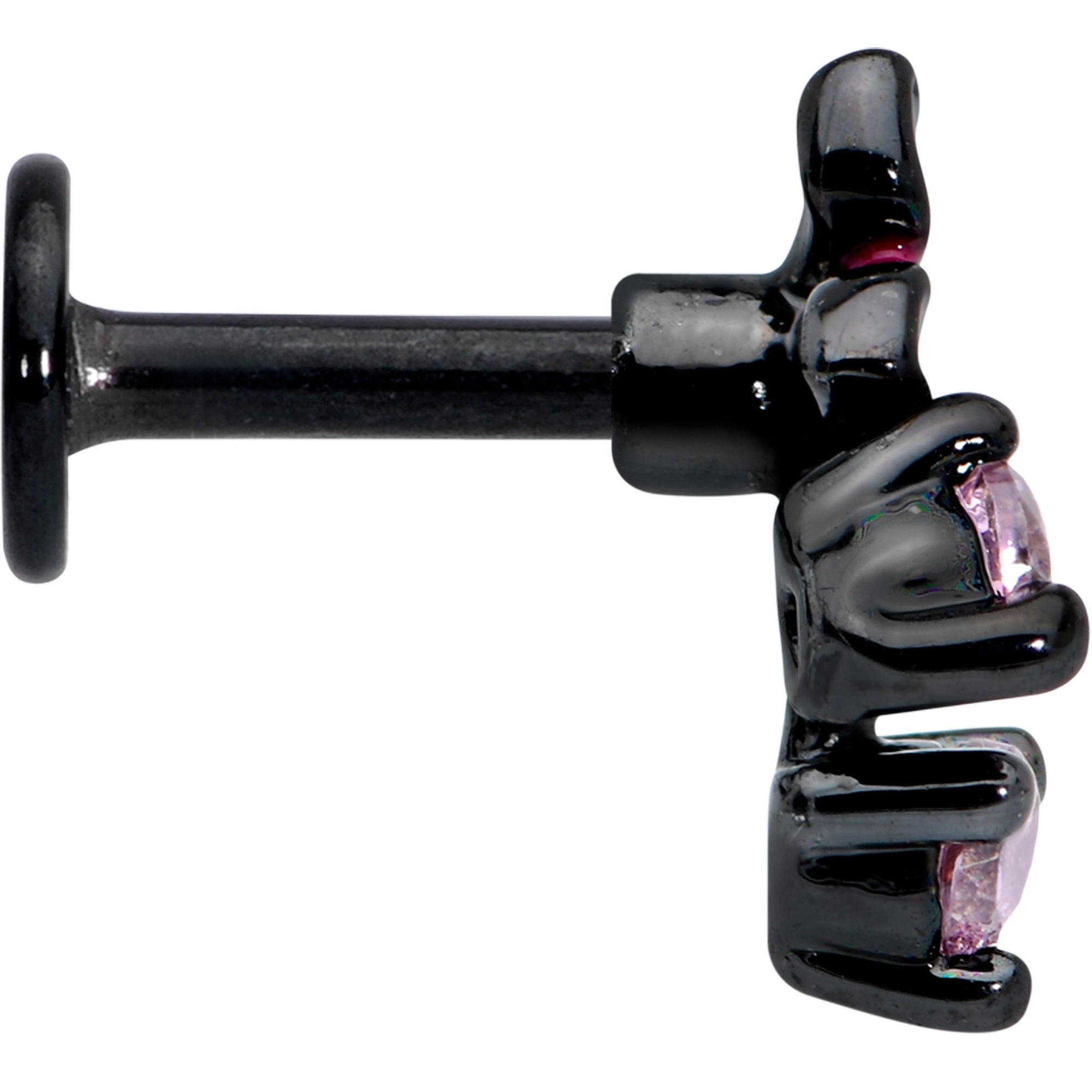 BodyCandy 16G 1/4 Pink Gem Black Fanciful Flower Labret Monroe Tragus — lifestyle context