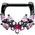 BodyCandy 16G 5/16 Pink Gem Black Fanciful Flower Cartilage Clicker — main product shot